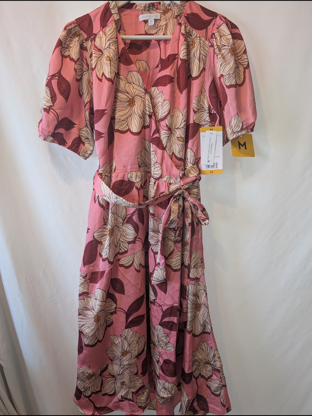 Draper James Rose-Pink Floral Wrap Midi Dress XS NWT preppy coquette feminine